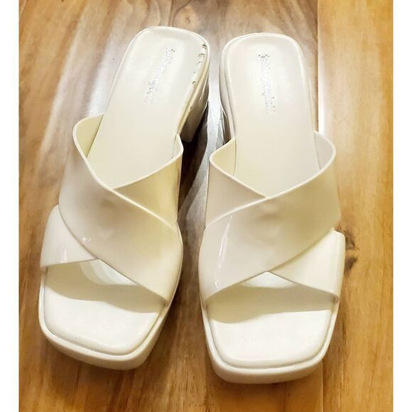 Jeffery Campbell Bubblegum White slippers 10. Chunky. Stylish. Y2K vibe. - Picture 1 of 6